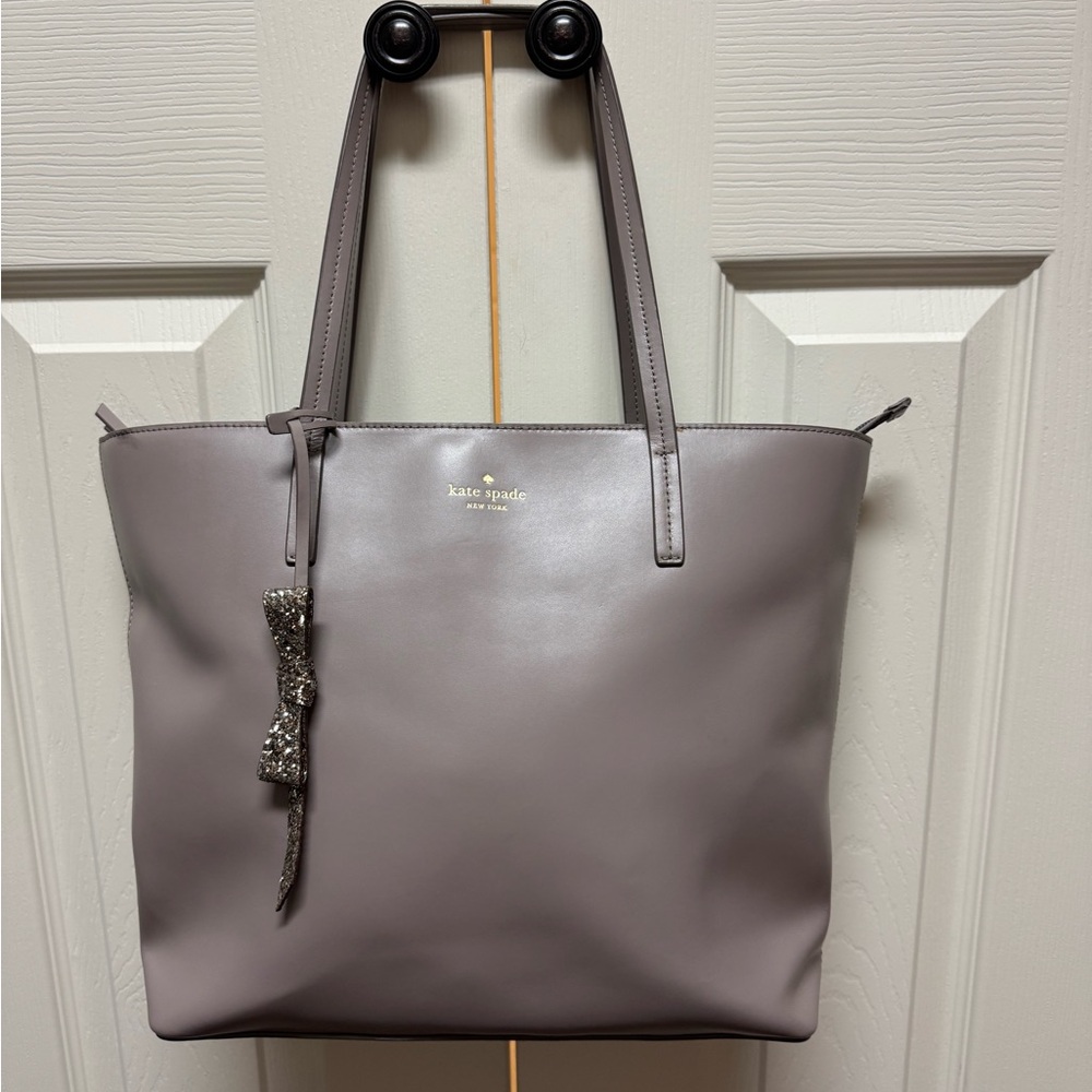 Kate Spade Taupe Tote with Bow Accent
